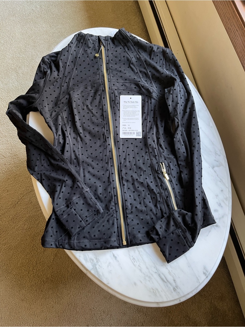 Women’s Black Dot-Print Zip Front Jacket